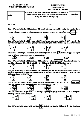 Bài kiểm tra môn Toán 12 - Mã đề thi 122